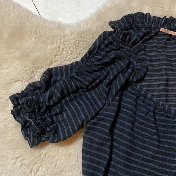 NWT Free People Dorothy Black Striped Tie Blouse Top Size XS Boho - Picture 6 of 15